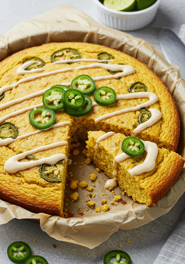 Spicy Jalapeño Cornbread with Sweet Lime Honey Glaze