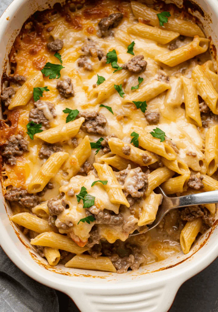 Crockpot Philly Cheesesteak Pasta Casserole