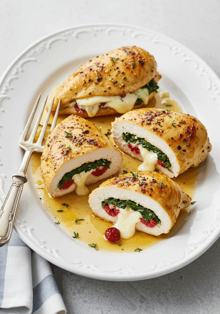 Cranberry & Spinach Stuffed Chicken Breasts with Brie