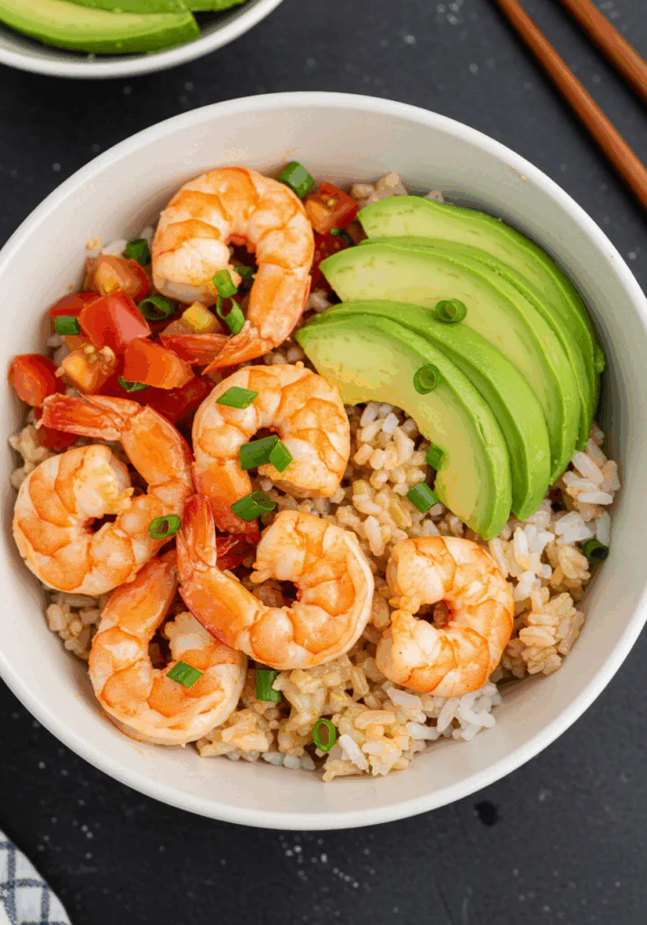 Spicy Shrimp and Avocado Rice Bowl