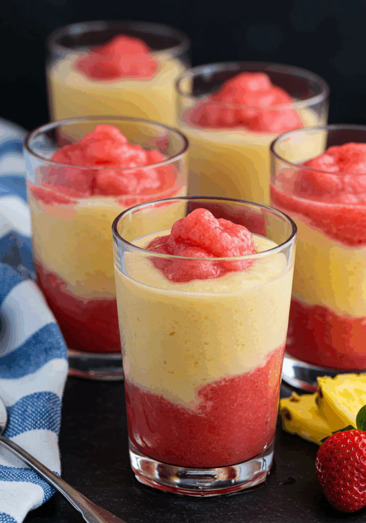 Pineapple Strawberry Swirled Slushies