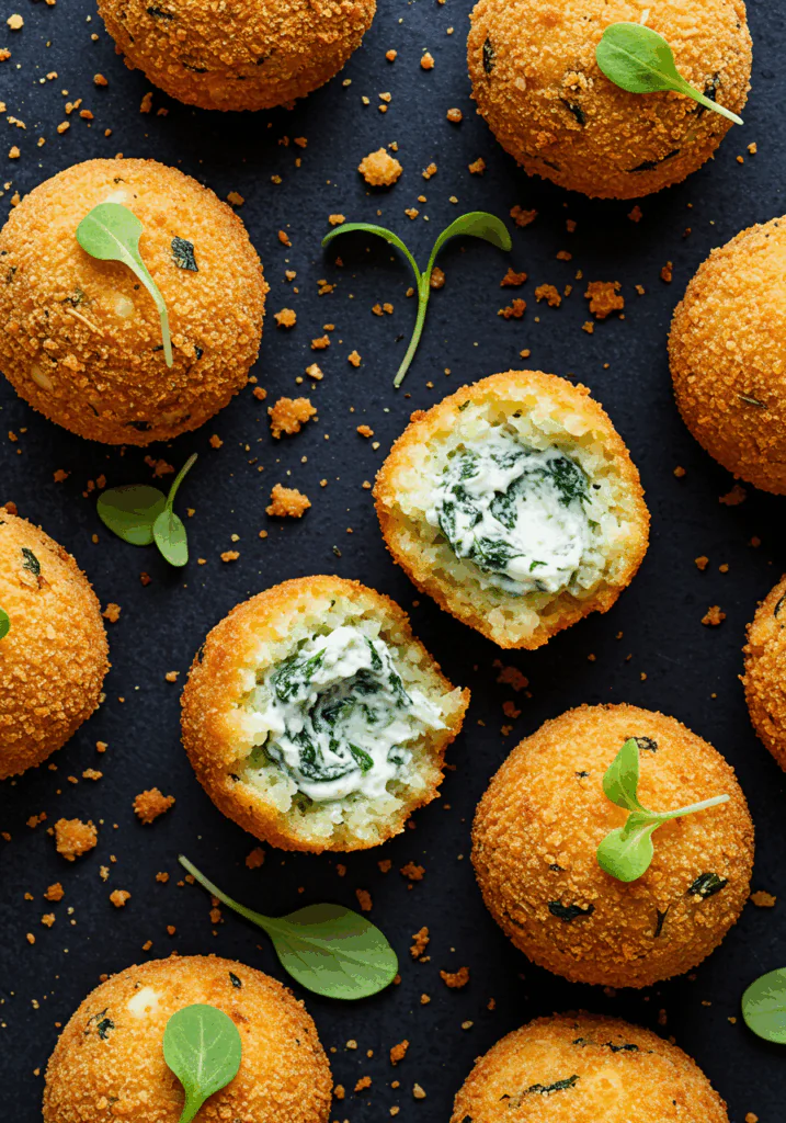 Fried Spinach & Artichoke Dip Balls