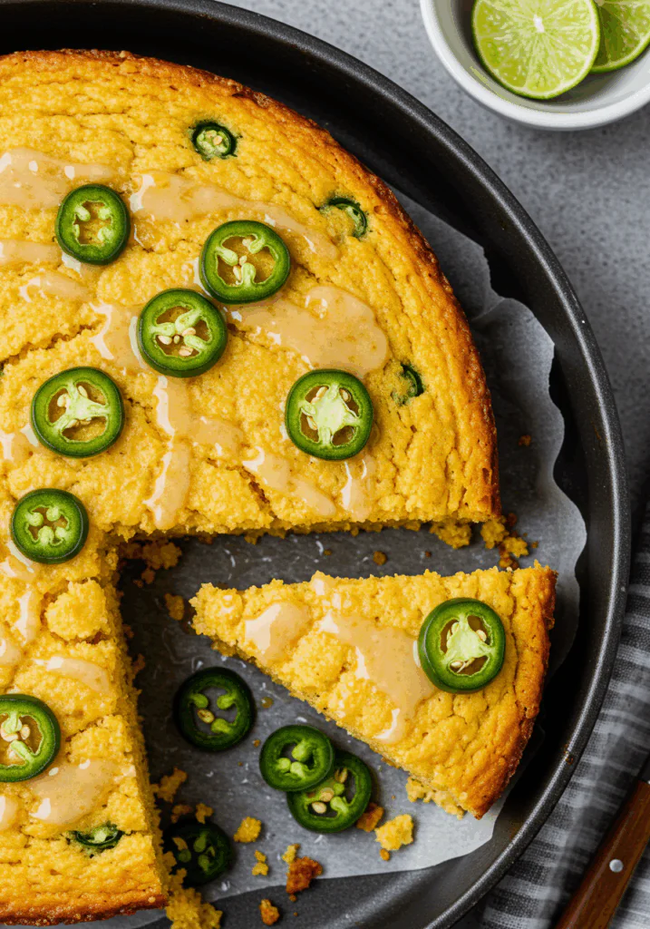 Spicy Jalapeño Cornbread with Sweet Lime Honey Glaze