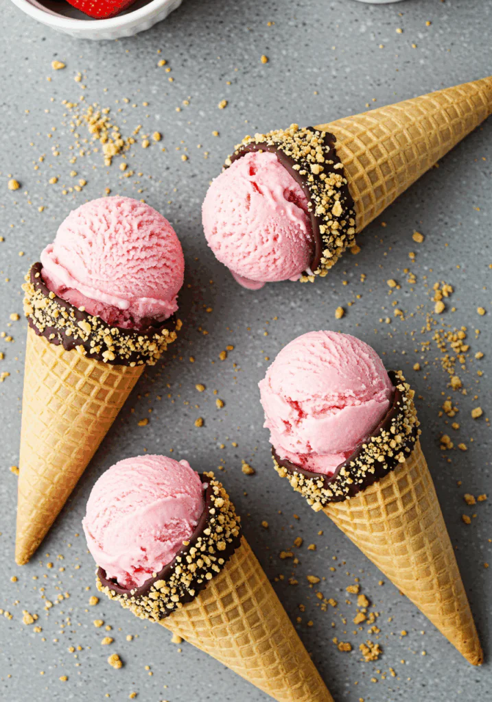 Strawberry Crunch Cheesecake Cones