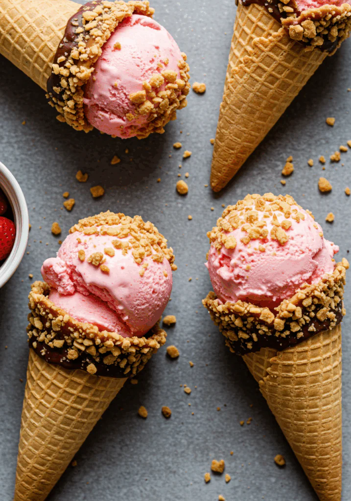 Strawberry Crunch Cheesecake Cones