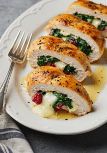 Cranberry & Spinach Stuffed Chicken Breasts with Brie