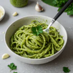 Vegan wild garlic pesto pasta