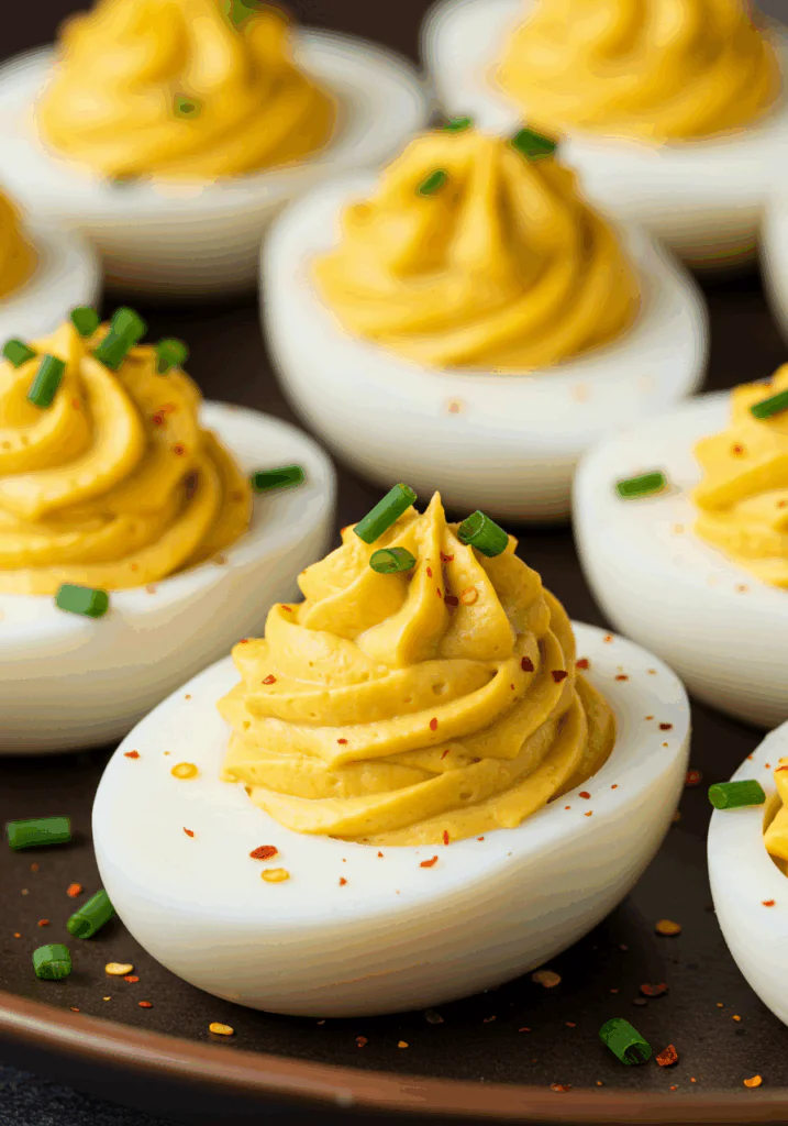Spicy Chili Garlic Deviled Eggs