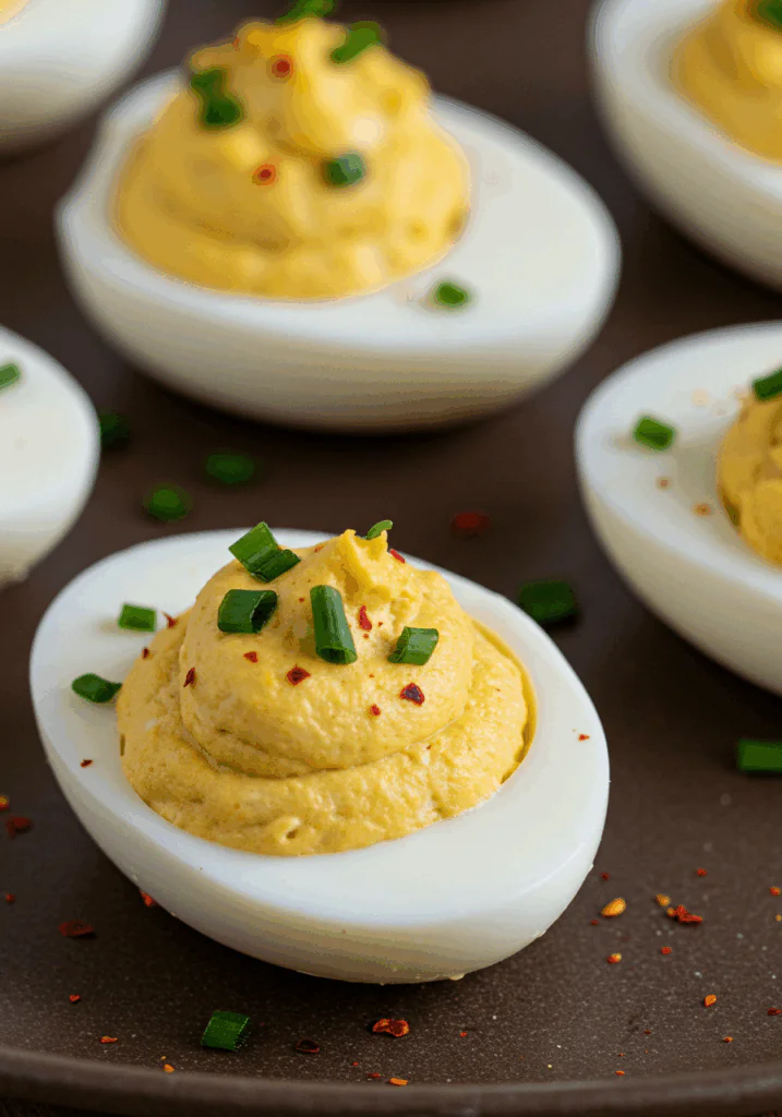 Spicy Chili Garlic Deviled Eggs