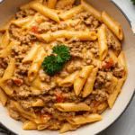 Creamy Rotel Pasta with Ground Beef