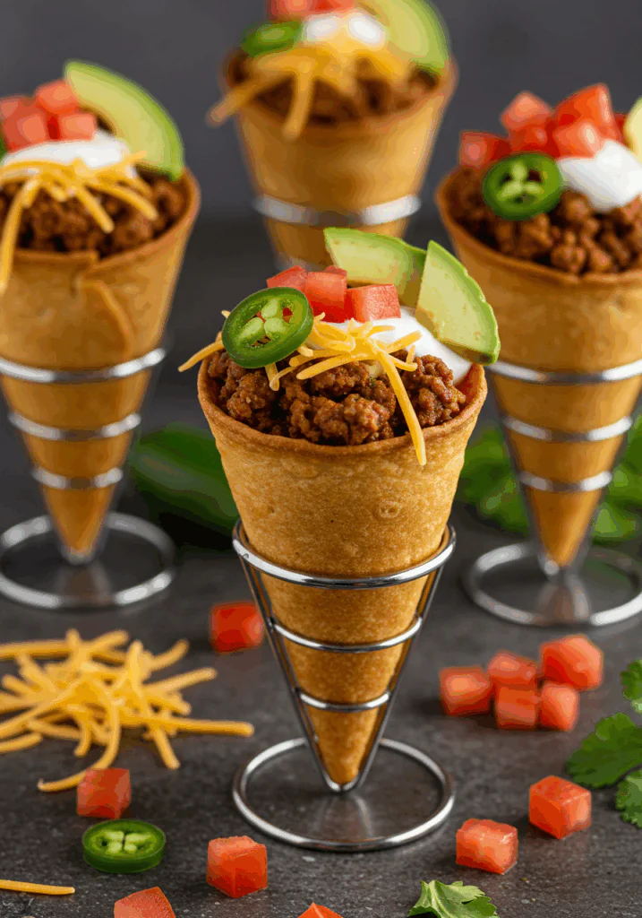 Healthy Taco Pizza Cones