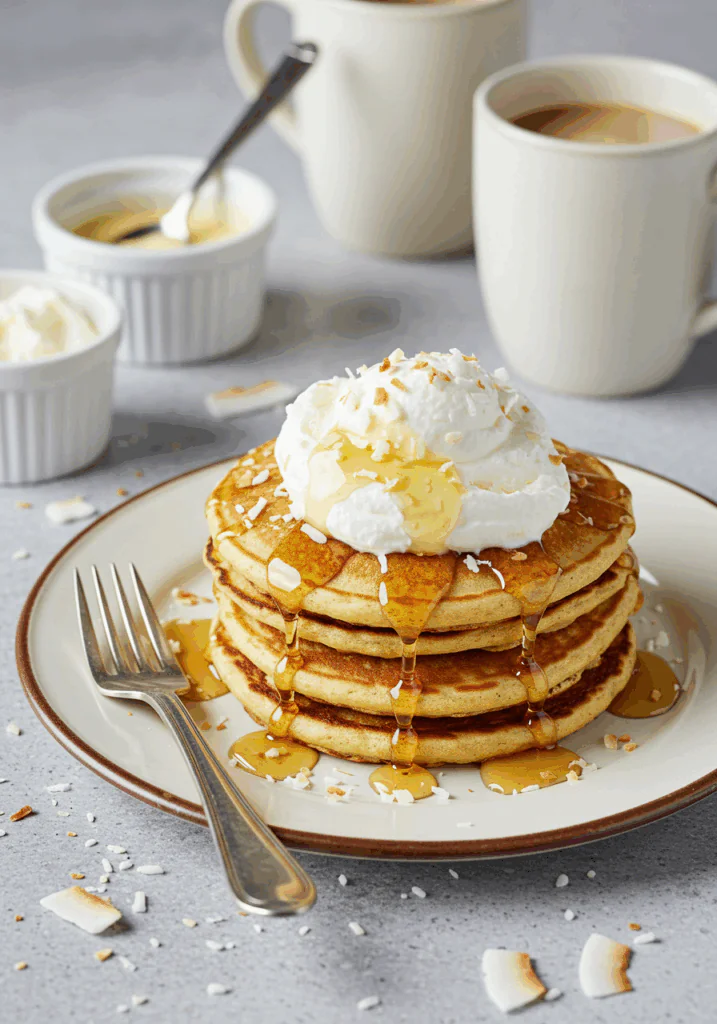 Sweet Coconut Cream Pancakes