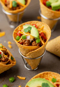Healthy Taco Pizza Cones