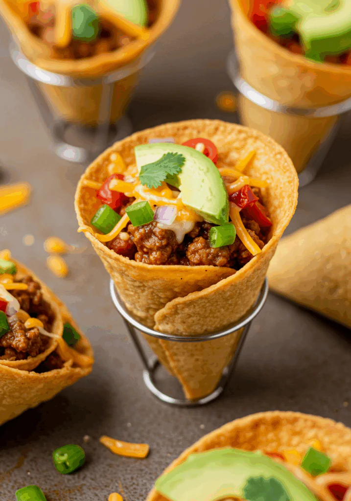 Healthy Taco Pizza Cones