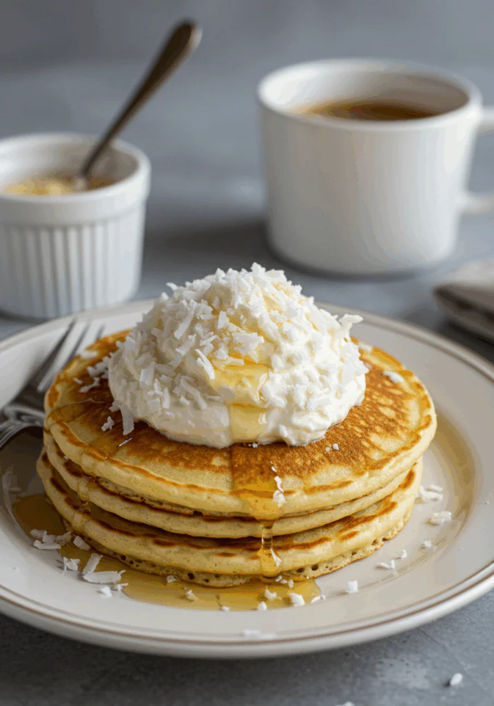 Sweet Coconut Cream Pancakes