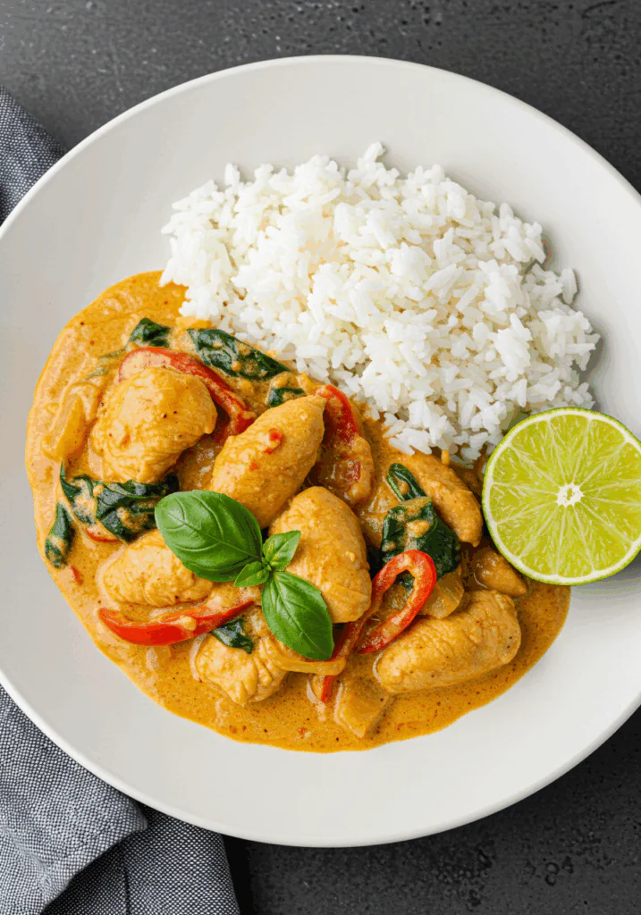 Basil Chicken with Coconut Curry Sauce