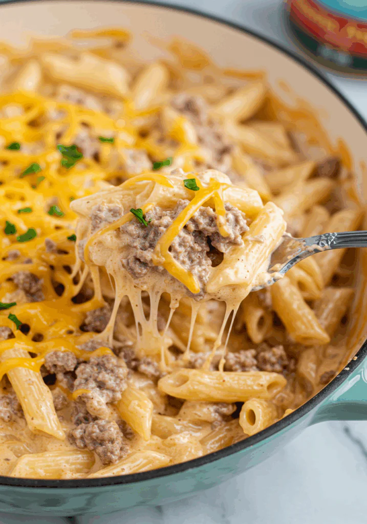 Loaded Cheeseburger Alfredo Pasta