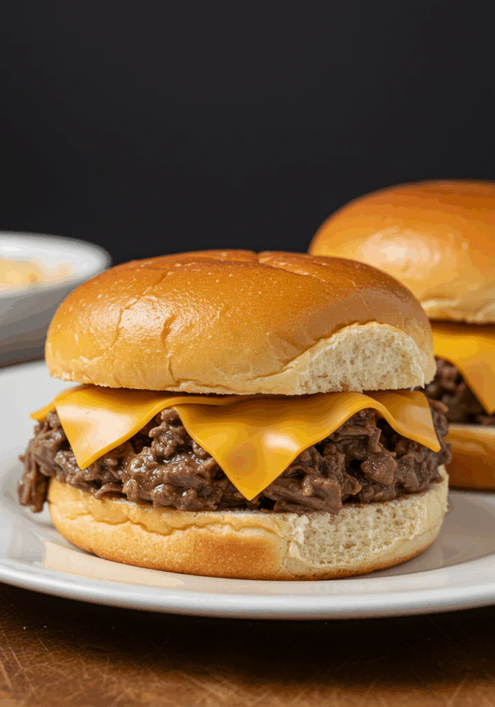 Slow Cooker Beef & Cheddar Sandwiches