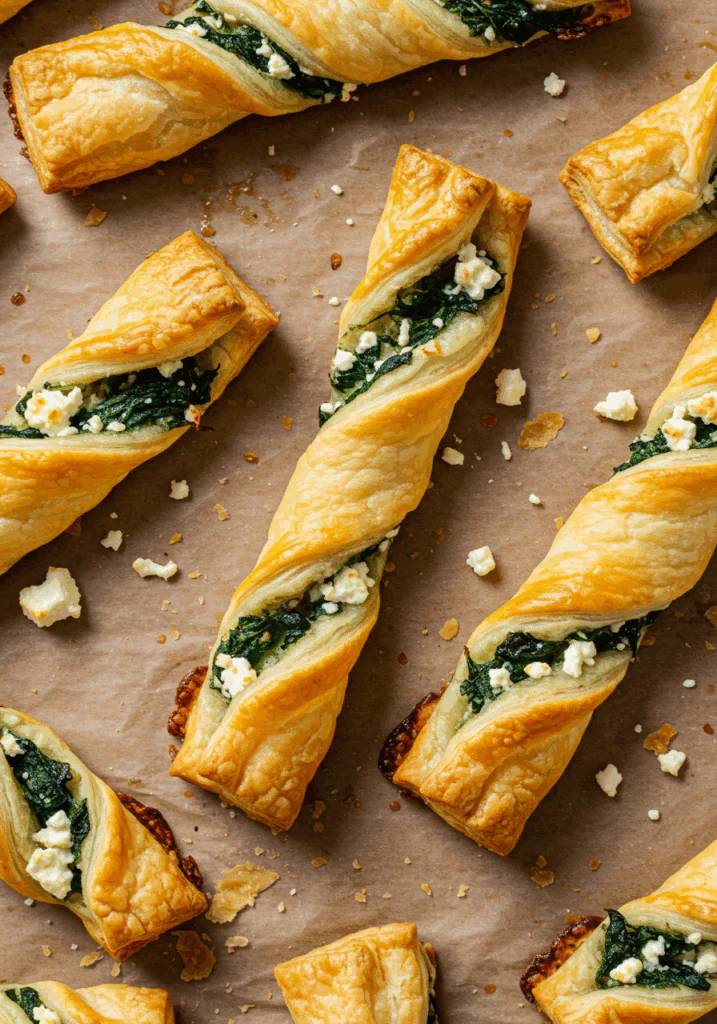Spinach and Feta Puff Pastry Twists
