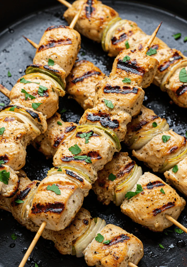 Grilled Ranch Garlic Parmesan Chicken Skewers