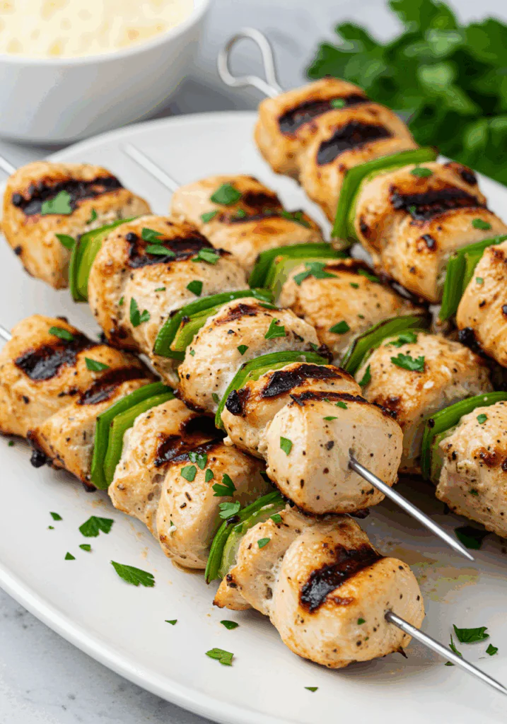 Grilled Ranch Garlic Parmesan Chicken Skewers