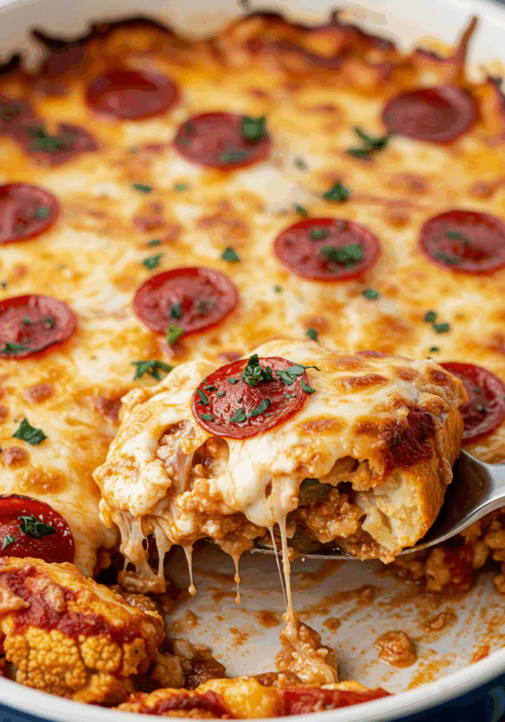 Roasted Cauliflower Pizza Casserole