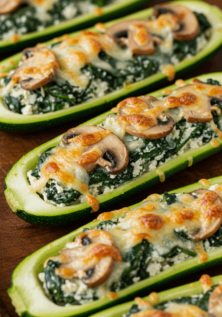 Vegetarian Spinach and Ricotta Zucchini Boats