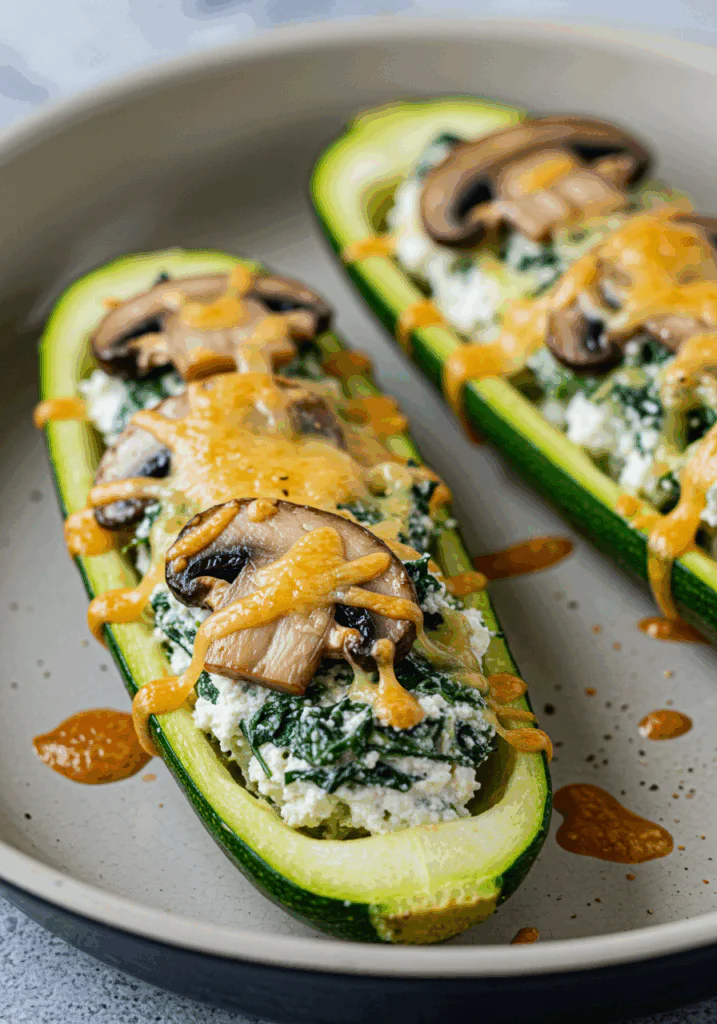 Vegetarian Spinach and Ricotta Zucchini Boats