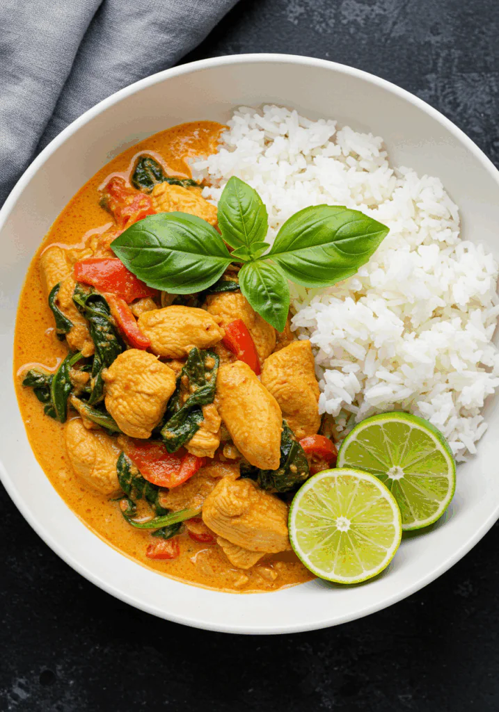 Basil Chicken with Coconut Curry Sauce