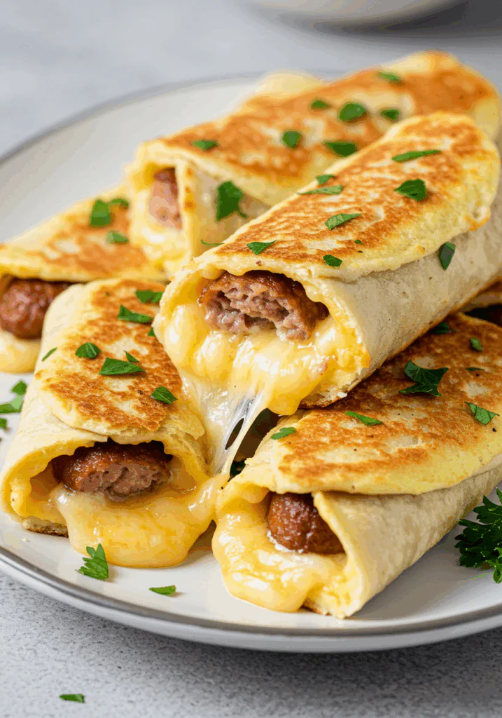 Turkey Sausage Egg and Cheese Breakfast Roll-Ups