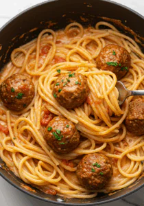 Creamy Spaghetti and Meatballs