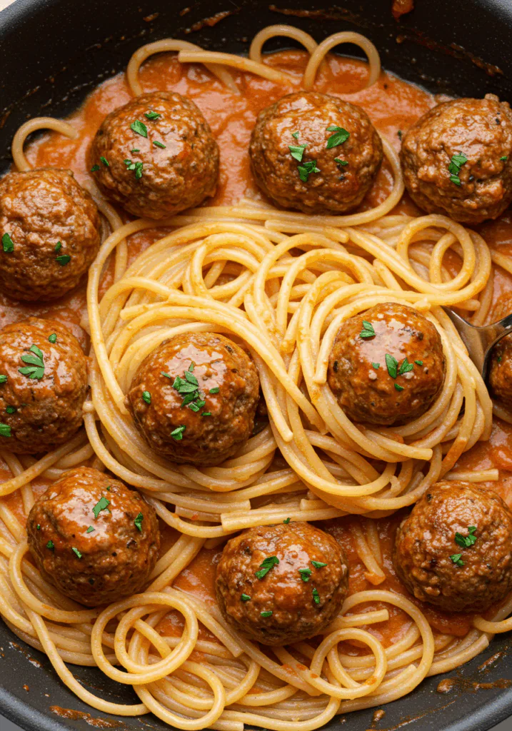 Creamy Spaghetti and Meatballs