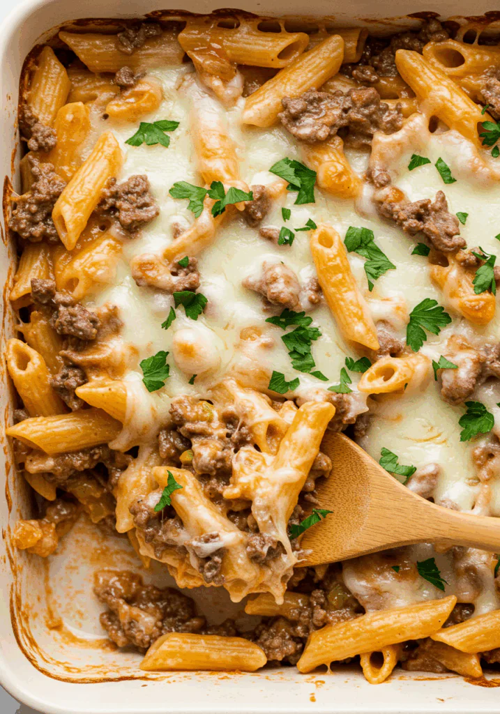 Philly Cheesesteak Pasta Bake
