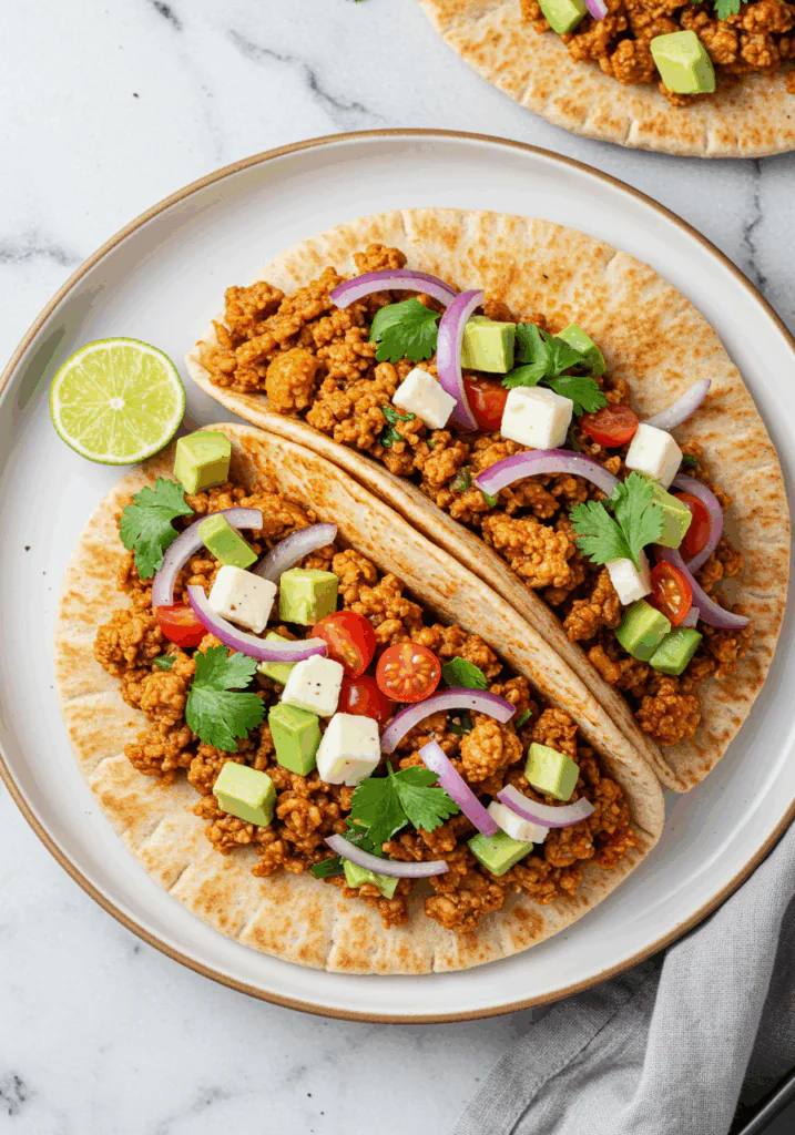 Mediterranean Ground Chicken Pitas